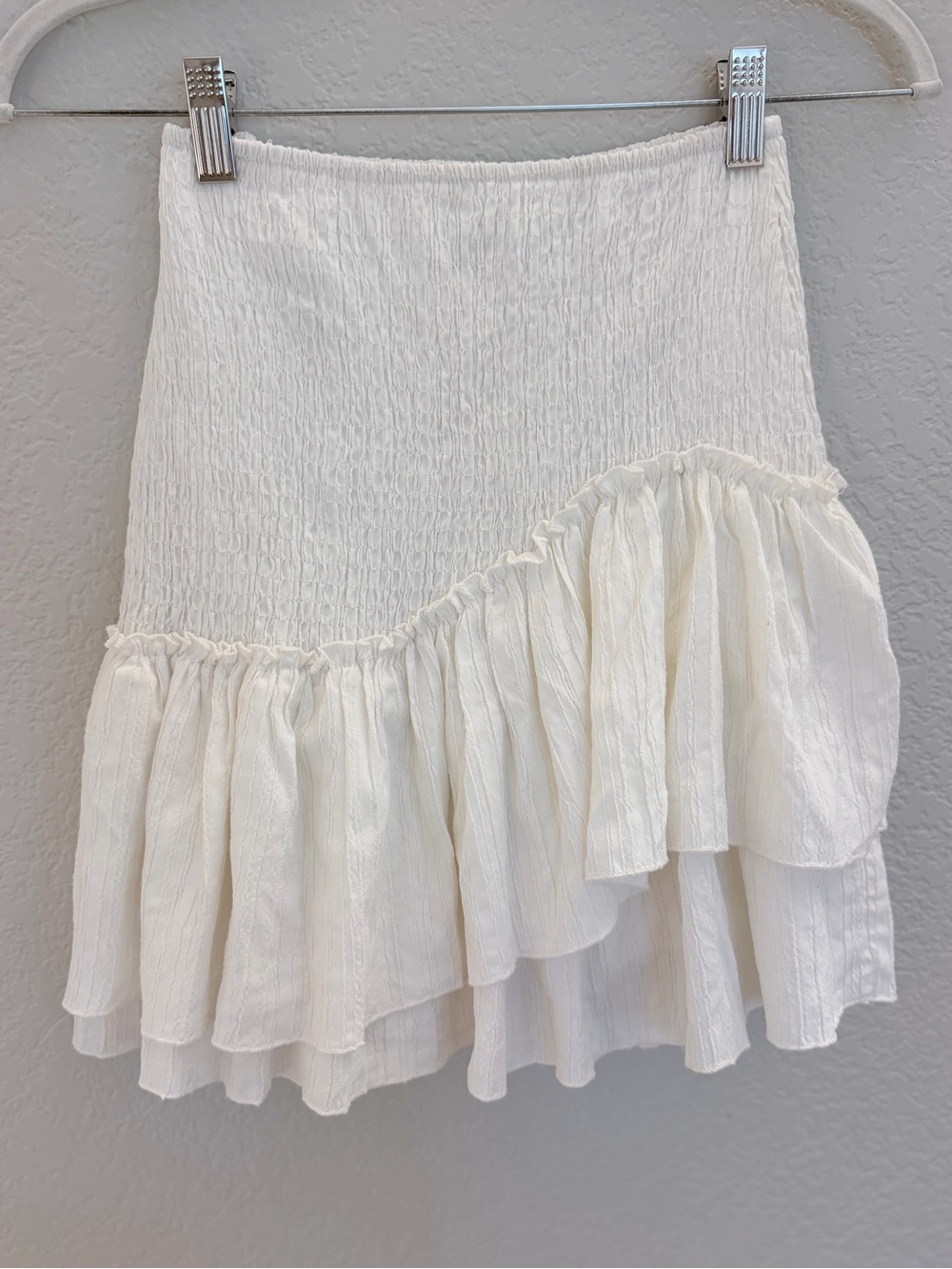Princess Polly White Asymmetric Ruffle Mini Skirt — US 2